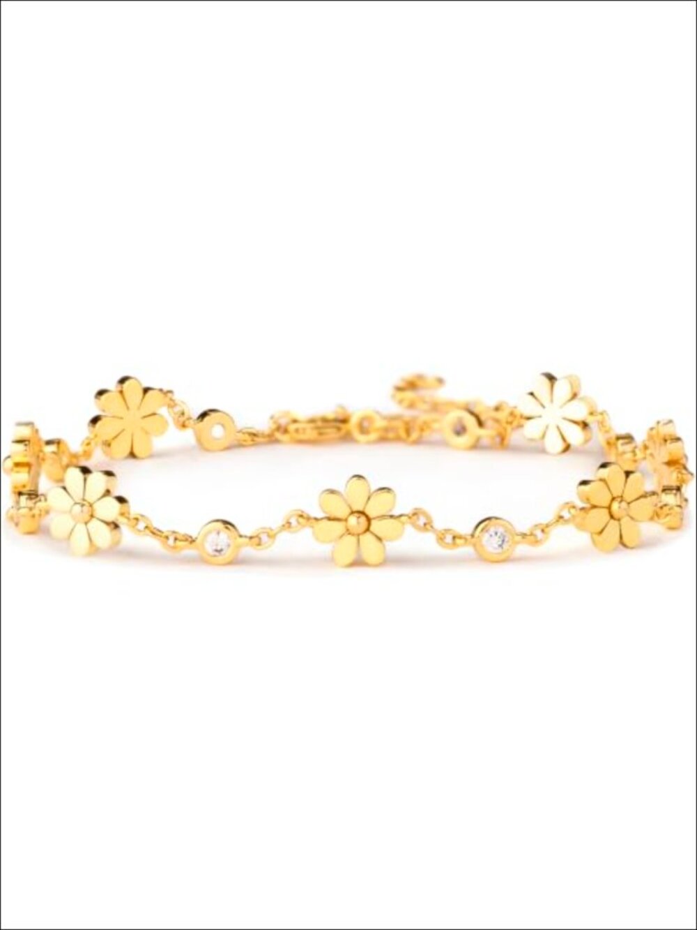 Daisy Bracelet, Gold Plated Charm Bracelet, Sterling Silver Tennis Bracelet,